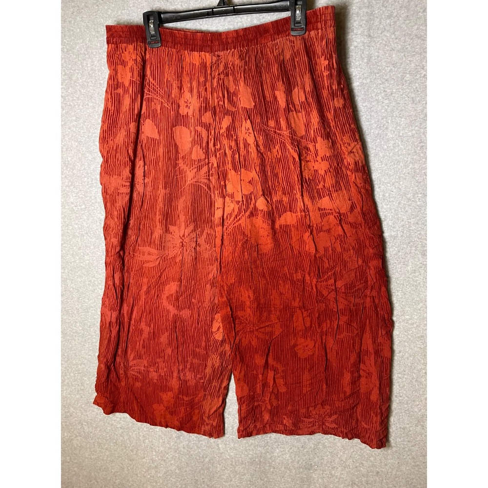 Endless Knot Art Crop Pants Womens 1X Burnt Orange Boho Hippie Stretch Waist